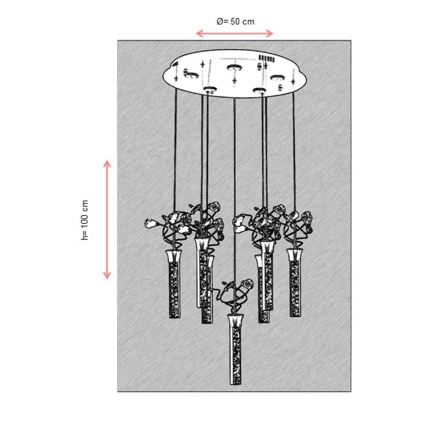 Світлодіодна люстра на тросі PIGEON 7xLED/6W/230V 6500K, блискучий хром