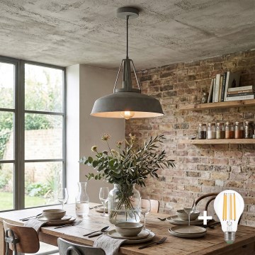 Світлодіодна люстра на тросі RYAN 1xE27/60W/230V сіра