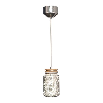 Світлодіодна люстра на тросі SHOCK LED/5W/230V глянцевий хром/дерево