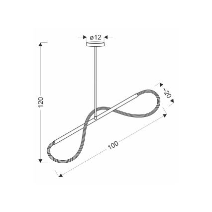 Світлодіодна люстра на тросі СУПРЕМЕ, 22 Вт/230 В, 100 см, золота