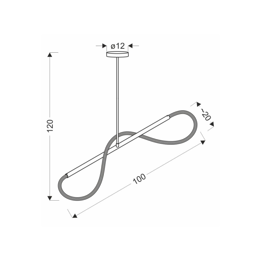 Світлодіодна люстра на тросі СУПРЕМЕ, 22 Вт/230 В, 100 см, золота