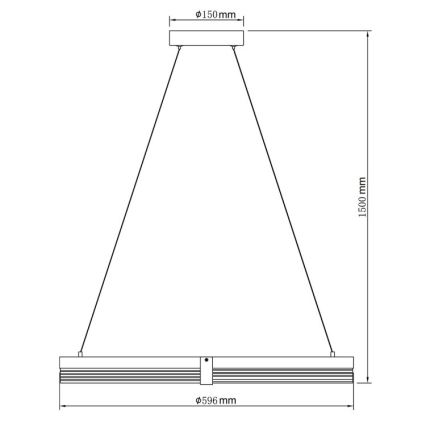 Світлодіодна люстра на тросі TRIANGLE LED/40Вт/230В 3000/4000/6000К діаметр 60 см чорна