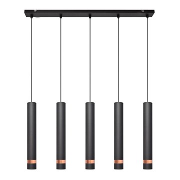 Світлодіодна люстра на тросі TUBA 5xGU10/6,5W/230V чорна/мідна