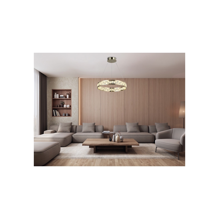 Димована LED-кришталева люстра на тросі ENRIQUE LED/55W//230V 3000-6000K діаметр 80 см + пульт дистанційного керування