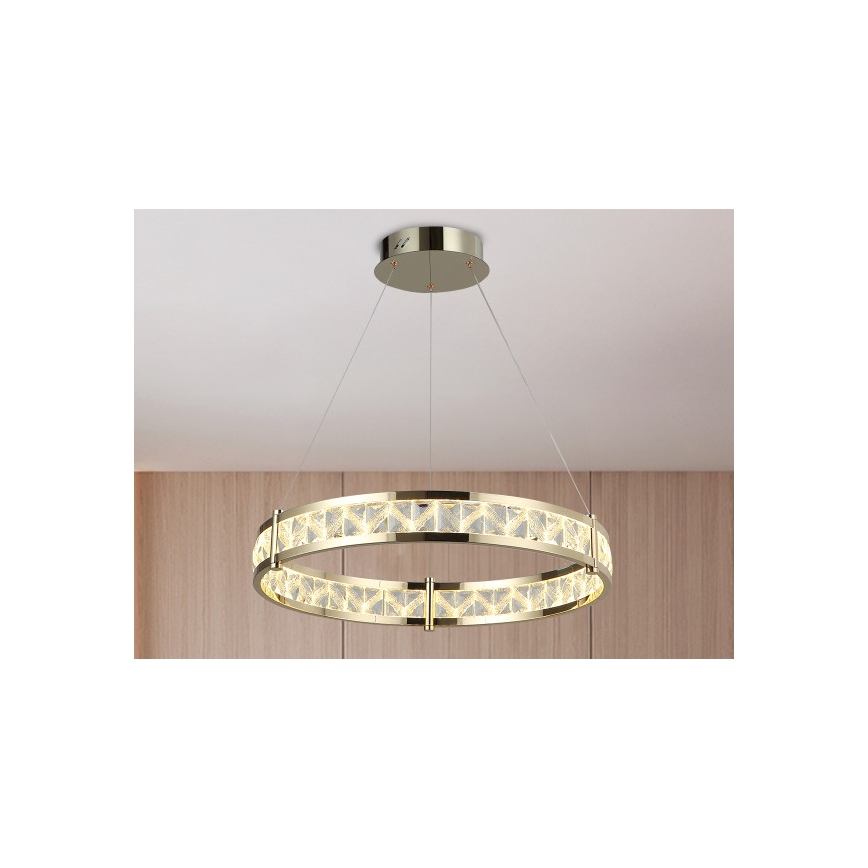 Димована LED-кришталева люстра на тросі ENRIQUE LED/55W//230V 3000-6000K діаметр 80 см + пульт дистанційного керування