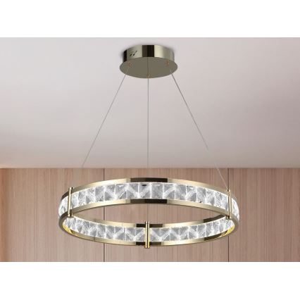 Димована LED-кришталева люстра на тросі ENRIQUE LED/55W//230V 3000-6000K діаметр 80 см + пульт дистанційного керування