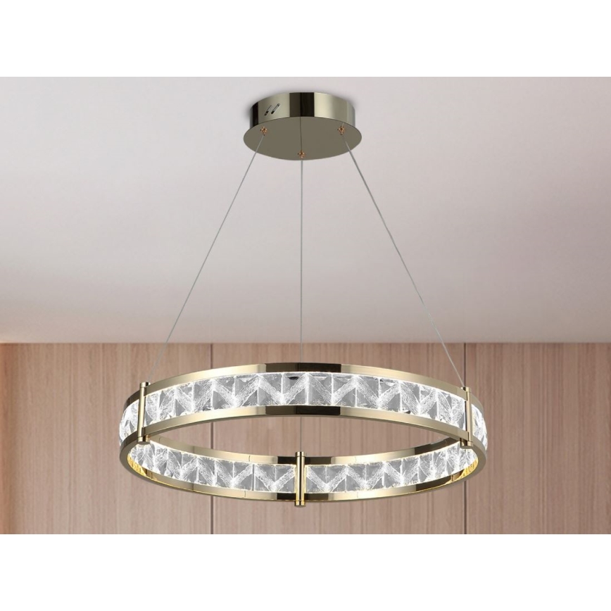 Димована LED-кришталева люстра на тросі ENRIQUE LED/55W//230V 3000-6000K діаметр 80 см + пульт дистанційного керування