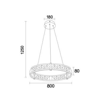 Димована LED-кришталева люстра на тросі ENRIQUE LED/55W//230V 3000-6000K діаметр 80 см + пульт дистанційного керування