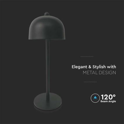 Світлодіодна регульована заряджувана настільна лампа з сенсорним керуванням LED/1W/5V 3000-6000K 1800 mAh чорна