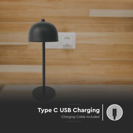 Світлодіодна регульована заряджувана настільна лампа з сенсорним керуванням LED/1W/5V 3000-6000K 1800 mAh чорна