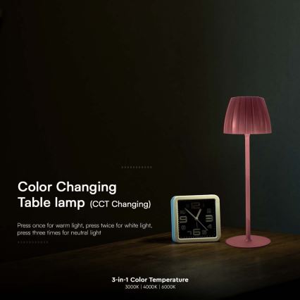 Світлодіодна регульована заряджальна сенсорна настільна лампа LED/2,7 Вт/5 В 3000/4000/6000K 1800 мАг коричнева