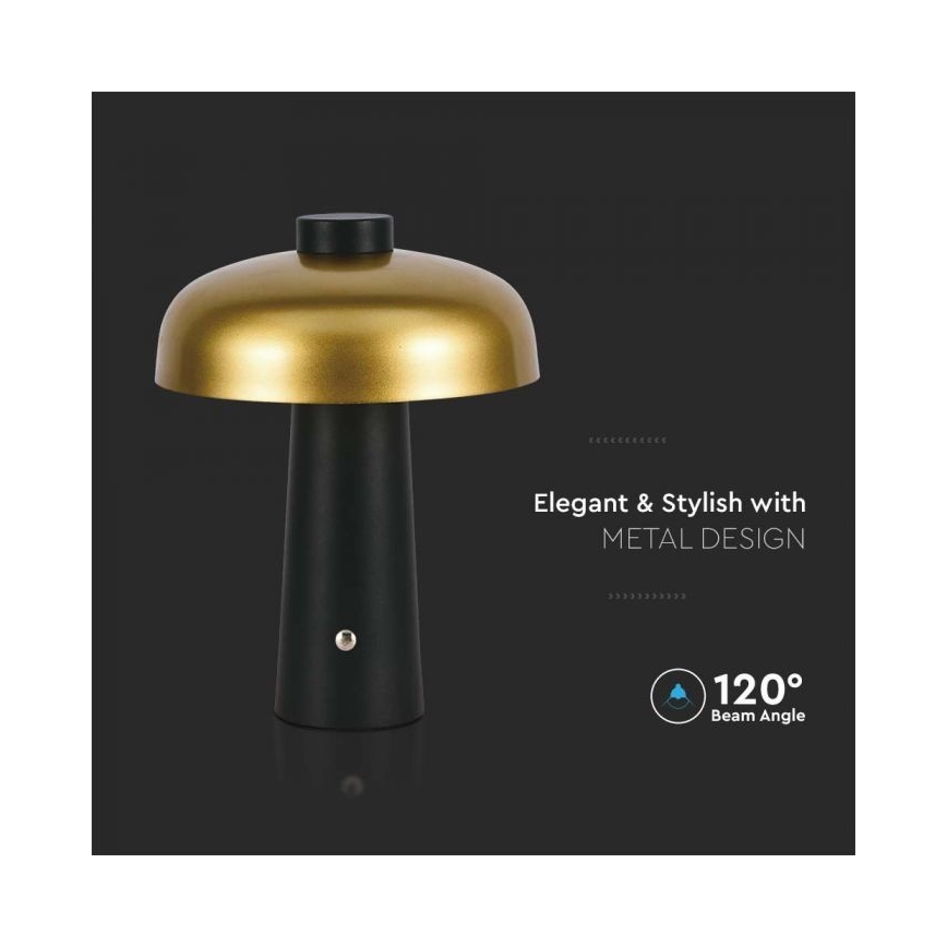 Світлодіодна регульована за яскравістю акумуляторна настільна лампа з сенсорним керуванням LED/3W/5V 3000-6000K 1800 mAh чорна/золота