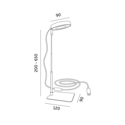 Настільна світлодіодна лампа з регулюванням яскравості для вирощування рослин VERDI LED/5W/5V 1300K CRI 95 чорна