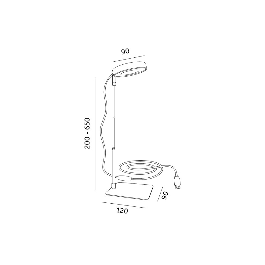 Настільна світлодіодна лампа з регулюванням яскравості для вирощування рослин VERDI LED/5W/5V 1300K CRI 95 чорна