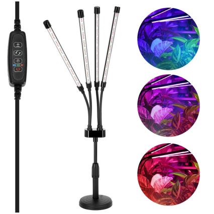 Світлодіодна настільна лампа VITARO для вирощування рослин, гнучка, з регульованою яскравістю, 4xLED/10W/230V, чорна