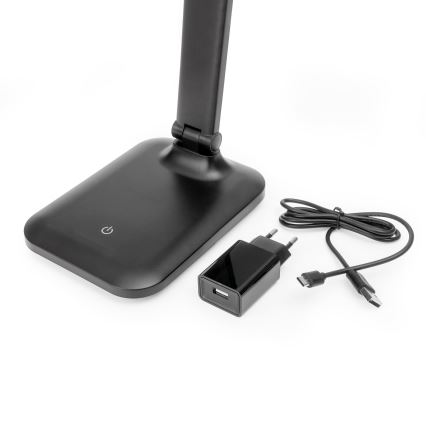 Світлодіодна настільна сенсорна лампа з регулюванням яскравості та USB-портом REMUS LED/5W/230V чорна