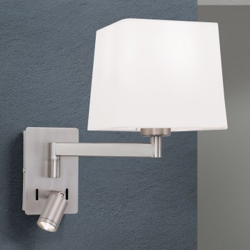 Світлодіодна настінна лампа CARLTON 1xE27/40W/230V + LED/3W білий/матовий хром