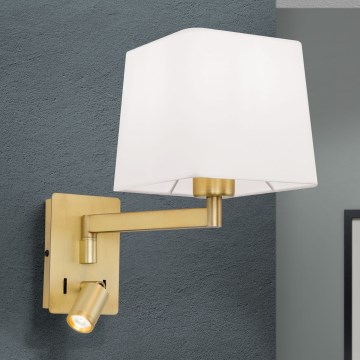 Світлодіодна настінна лампа CARLTON 1xE27/40W/230V + LED/3W білий/золотий