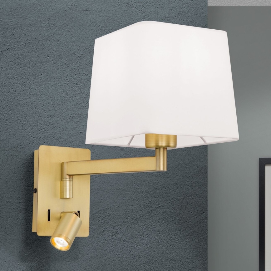 Світлодіодна настінна лампа CARLTON 1xE27/40W/230V + LED/3W білий/золотий