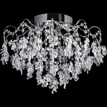Світлодіодна накладна люстра 5xE27/60W/230V + 5xLED/3W, діаметр 50 см, блискучий хром