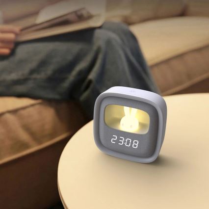 Світлодіодна регульована нічна лампа з будильником BUNNY LED/1,2W/5V 3000K