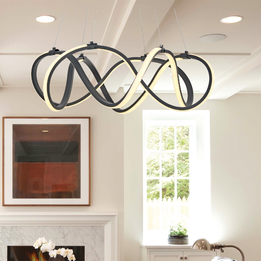 Світлодіодна підвісна люстра 2xLED/27W/230V 3000/4000/6000K чорний