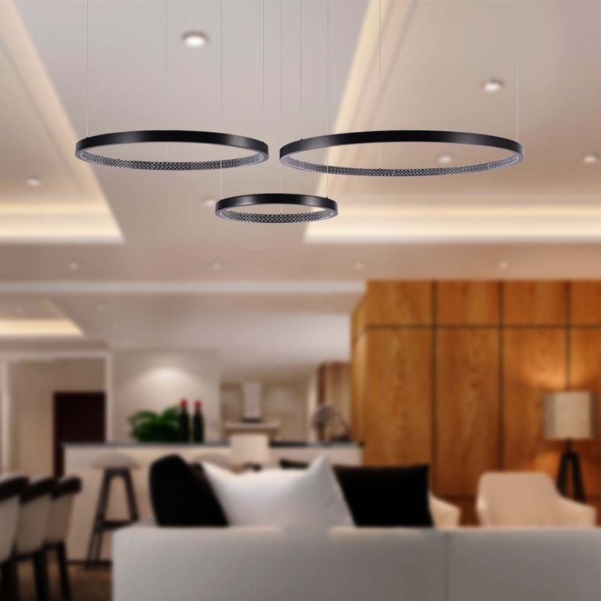 Світлодіодна підвісна люстра 3xLED/19W/230V 4000K чорний