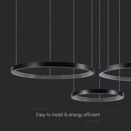 Світлодіодна підвісна люстра 3xLED/19W/230V 4000K чорний