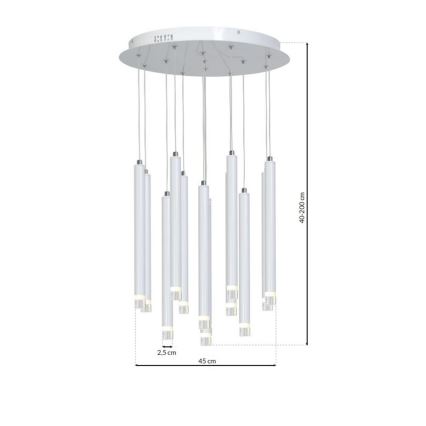Світлодіодна підвісна люстра ALBA 12xLED/1W/230V білий