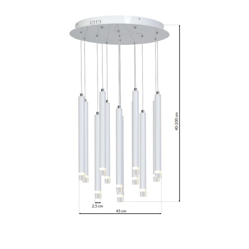 Світлодіодна підвісна люстра ALBA 12xLED/1W/230V білий