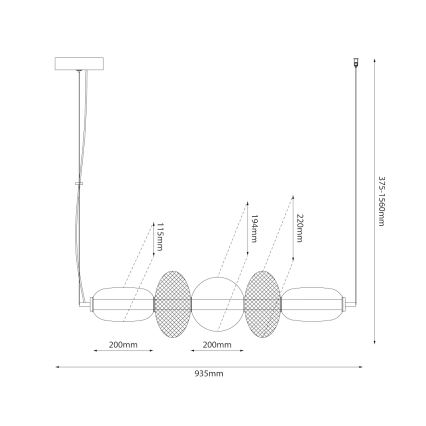 Світлодіодна підвісна люстра ARAME LED/32W/230V чорний