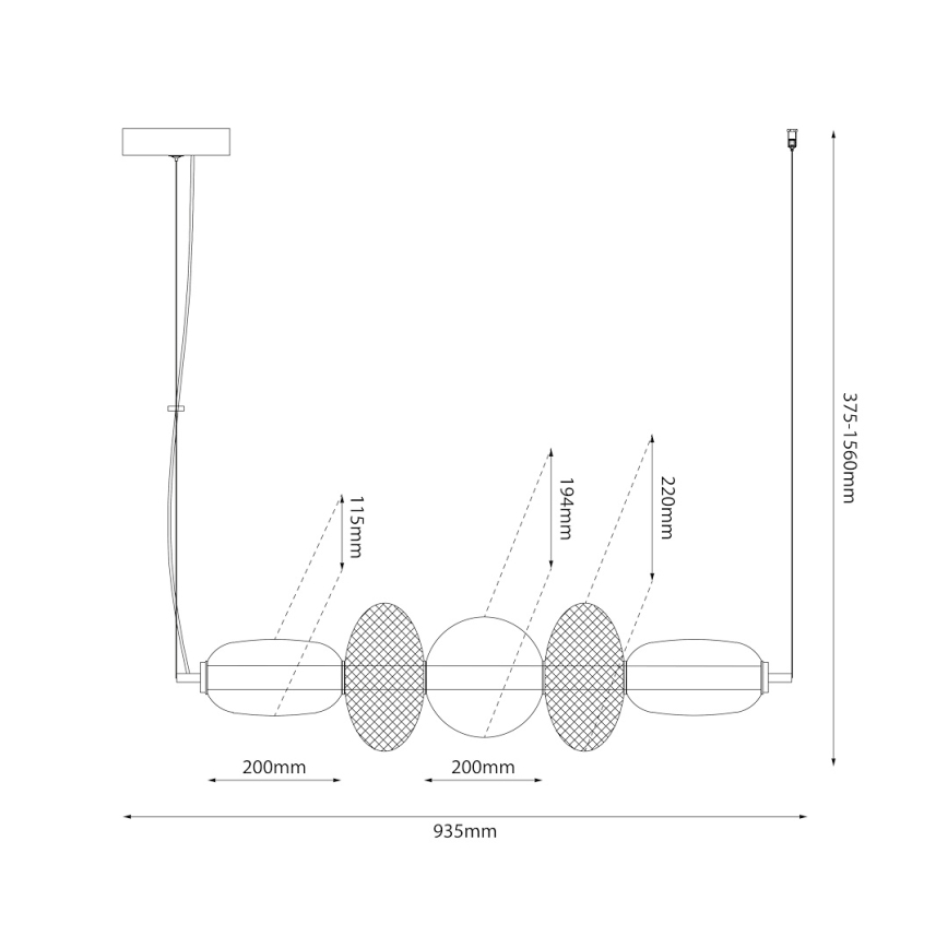 Світлодіодна підвісна люстра ARAME LED/32W/230V чорний