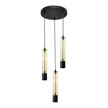 Світлодіодна підвісна люстра BARS 3xGU10/4,8W/230V чорний/золотий