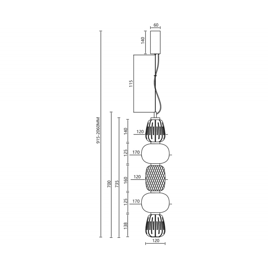Світлодіодна підвісна люстра CARO LED/40W/230V глянцевий хром