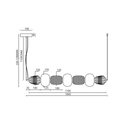 Світлодіодна підвісна люстра CARO LED/42W/230V глянцевий хром
