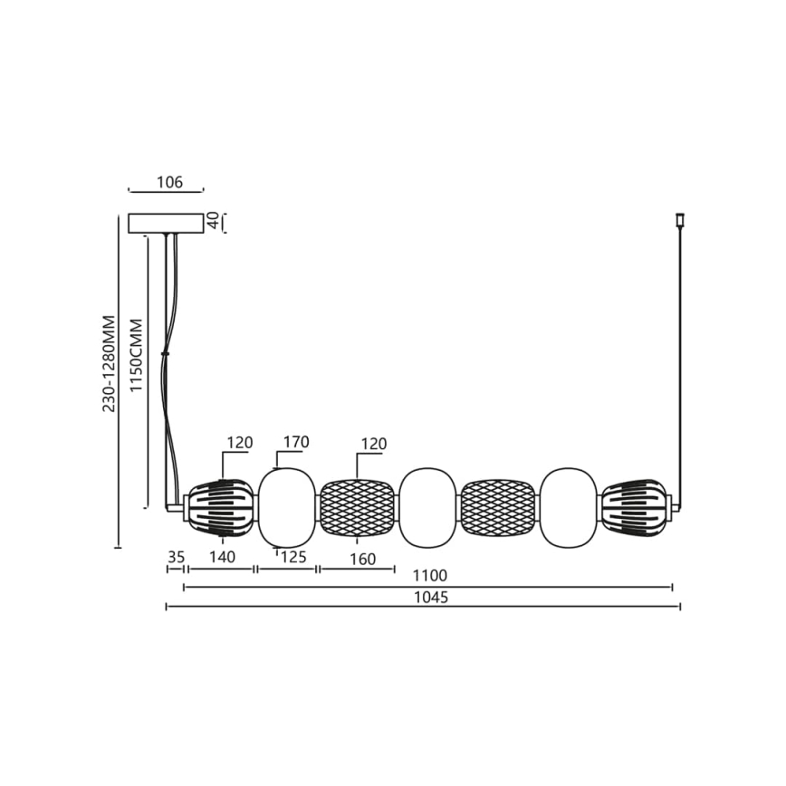 Світлодіодна підвісна люстра CARO LED/42W/230V глянцевий хром