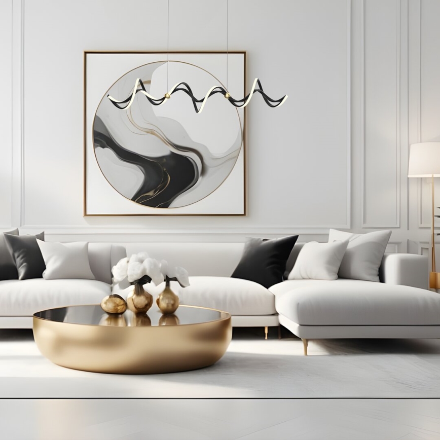 Світлодіодна підвісна люстра COLIA LED/55W/230V чорний/золотий