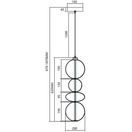 Світлодіодна підвісна люстра DAPHNE LED/36W/230V сірий