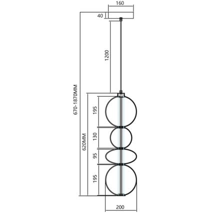 Світлодіодна підвісна люстра DAPHNE LED/36W/230V золотий