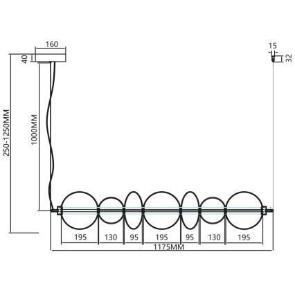 Світлодіодна підвісна люстра DAPHNE LED/40W/230V золотий