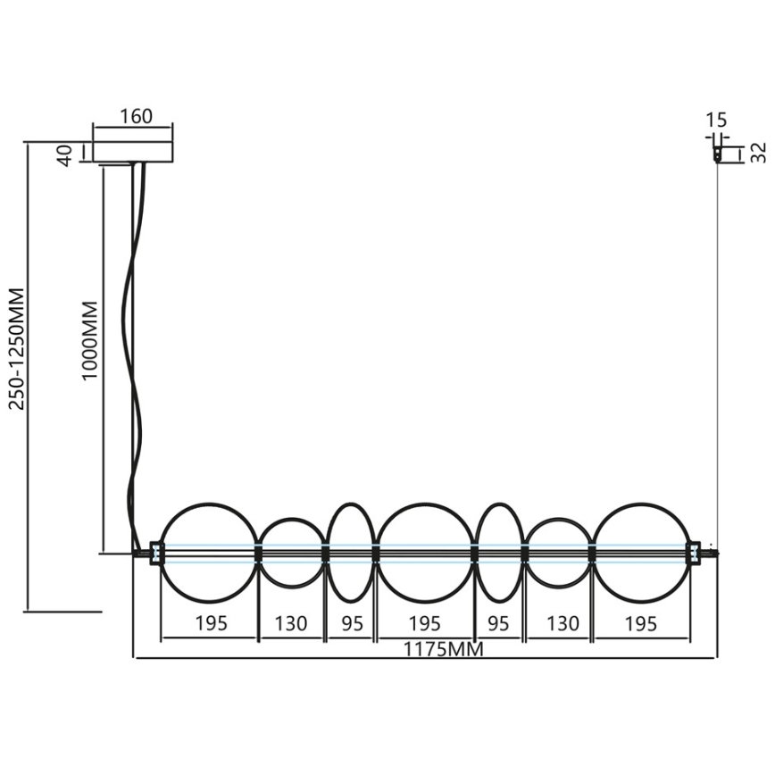 Світлодіодна підвісна люстра DAPHNE LED/40W/230V золотий