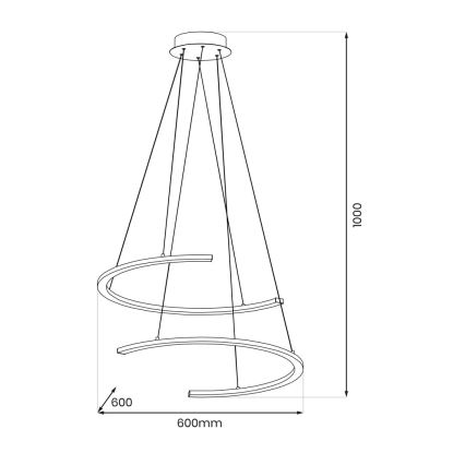 Світлодіодна підвісна люстра DOUBLEMOON LED/30W/230V чорний