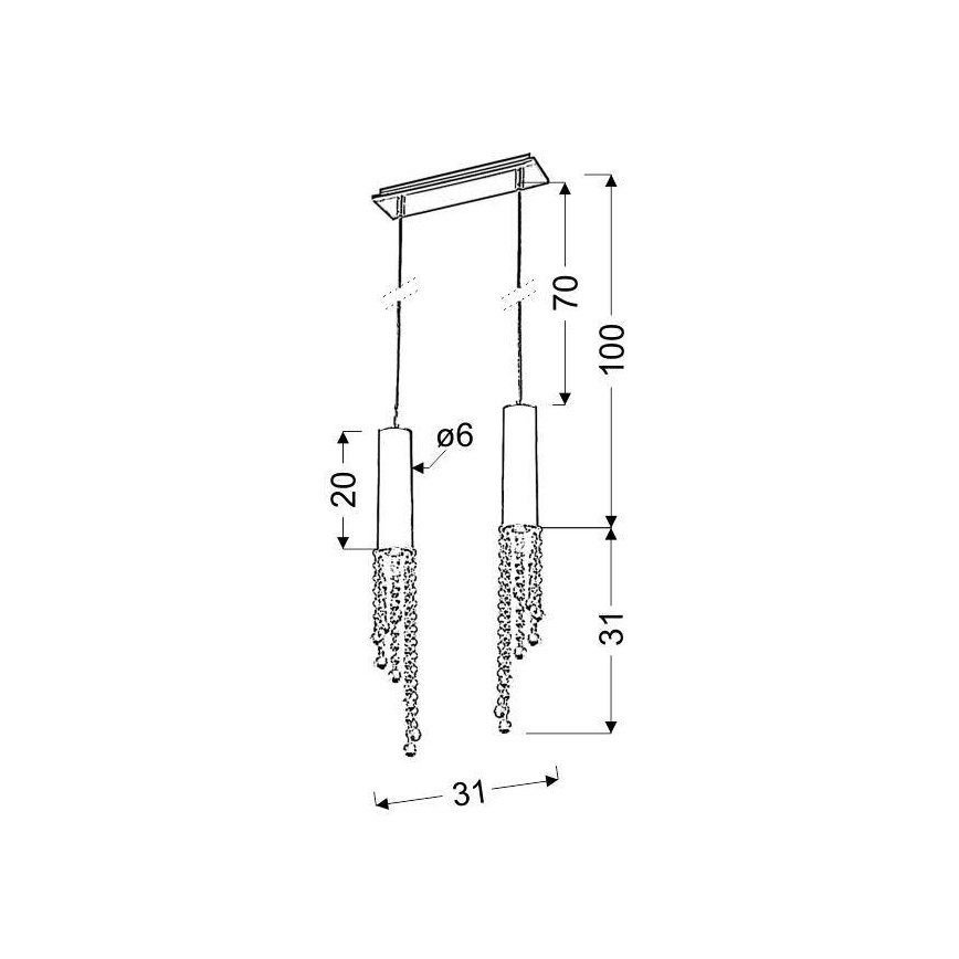 Світлодіодна підвісна люстра DUERO 2xLED/3W/230V