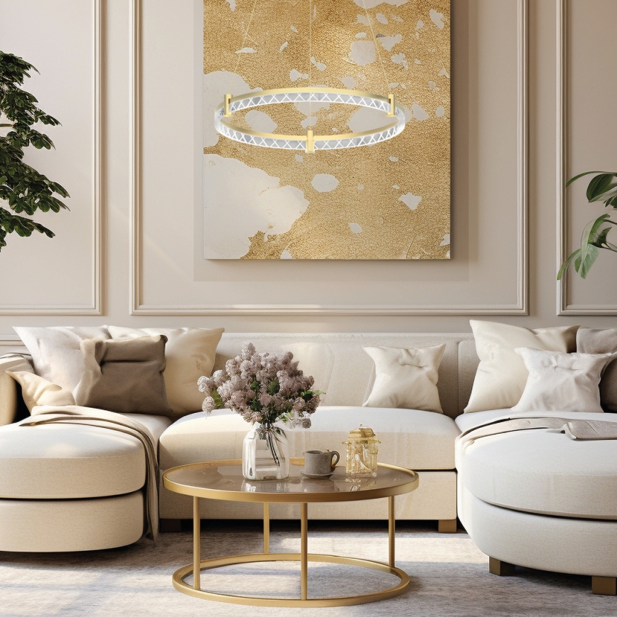 Світлодіодна підвісна люстра ELEGANCE LED/36W/230V діаметр 60 см золотий