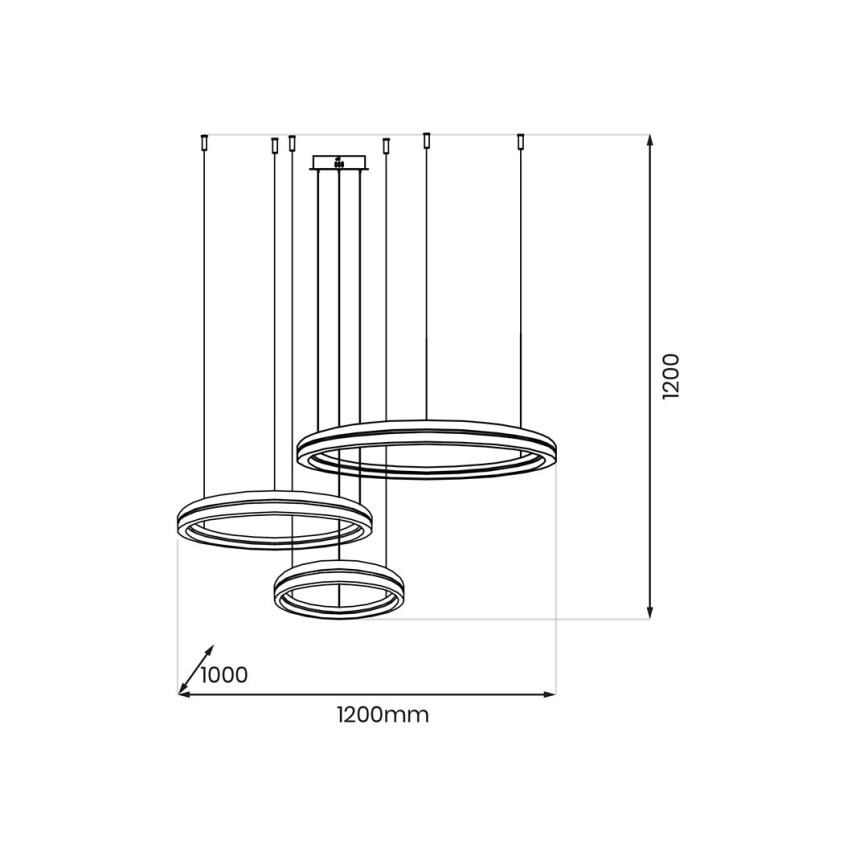 Світлодіодна підвісна люстра GRAVITY LED/108W/230V чорний