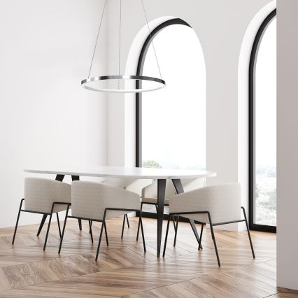 Світлодіодна підвісна люстра HOOP LED/27W/230V діаметр 50 см 4000K глянцевий хром