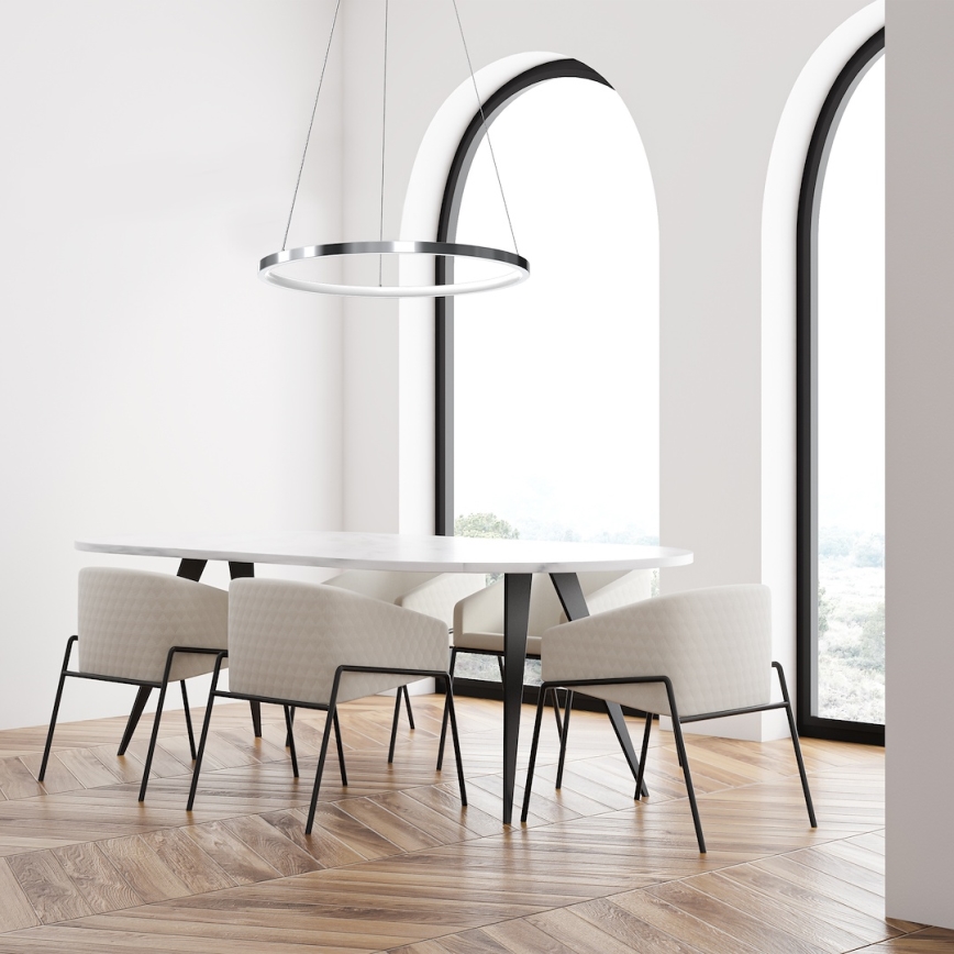 Світлодіодна підвісна люстра HOOP LED/27W/230V діаметр 50 см 4000K глянцевий хром