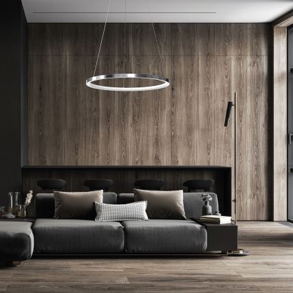 Світлодіодна підвісна люстра HOOP LED/27W/230V діаметр 50 см 4000K глянцевий хром