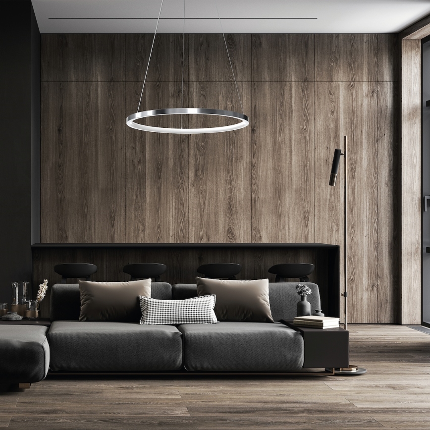 Світлодіодна підвісна люстра HOOP LED/27W/230V діаметр 50 см 4000K глянцевий хром