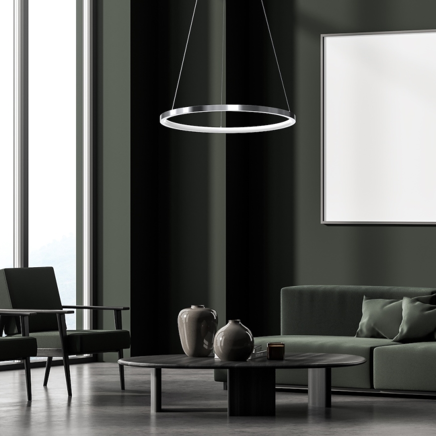Світлодіодна підвісна люстра HOOP LED/27W/230V діаметр 50 см 4000K глянцевий хром